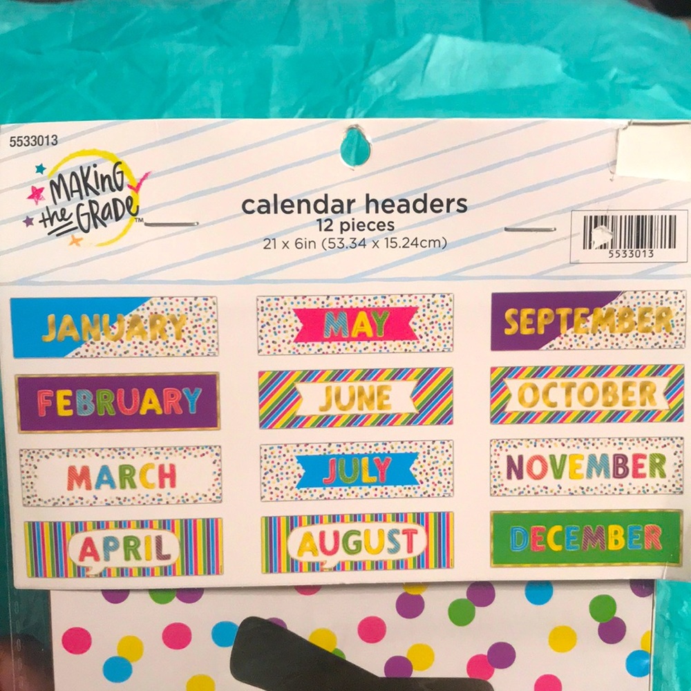 New Making the Grade Calendar Headers - Colorful Months 12 Pieces